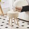 Foot Stool Pouf Ottomans with Solid Wood Legs Hand Weave Footrest Step Stool (13"D x 13"W x 16.3"H) (Natural)